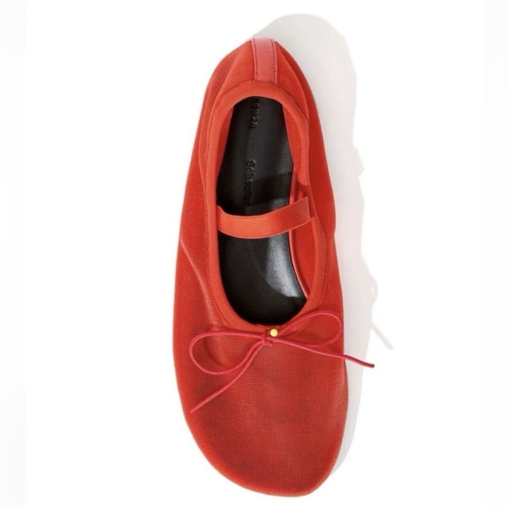 Proenza Schouler Red Mesh Ballet Flats Mary Jane Strap Size 36 US 6 NWT Italy